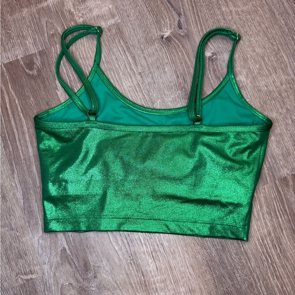 BEACH RIOT Libby Crop Tank Top in Green Shimmer - Picture 4 of 8